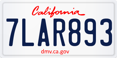CA license plate 7LAR893