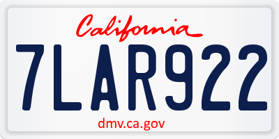 CA license plate 7LAR922