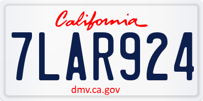 CA license plate 7LAR924