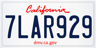 CA license plate 7LAR929