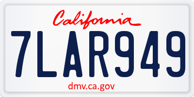 CA license plate 7LAR949