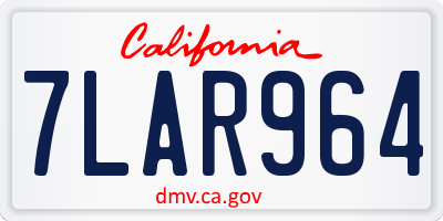 CA license plate 7LAR964