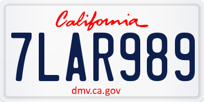 CA license plate 7LAR989