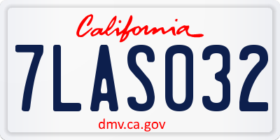 CA license plate 7LAS032