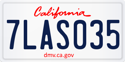 CA license plate 7LAS035