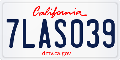 CA license plate 7LAS039