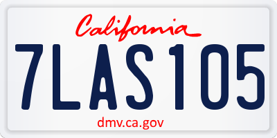 CA license plate 7LAS105
