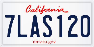 CA license plate 7LAS120