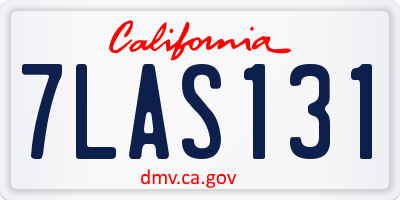 CA license plate 7LAS131