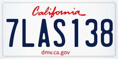 CA license plate 7LAS138