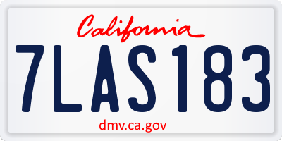 CA license plate 7LAS183
