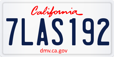 CA license plate 7LAS192