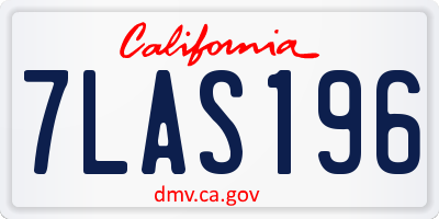 CA license plate 7LAS196
