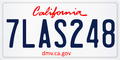 CA license plate 7LAS248