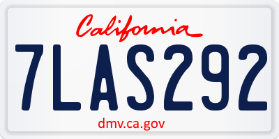 CA license plate 7LAS292