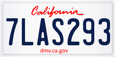 CA license plate 7LAS293