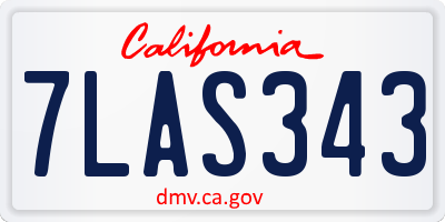 CA license plate 7LAS343