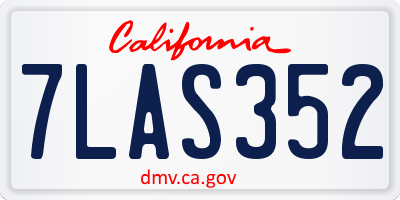 CA license plate 7LAS352