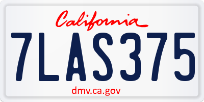 CA license plate 7LAS375