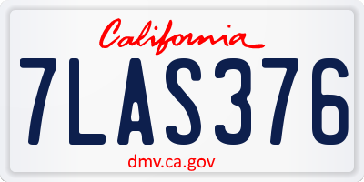 CA license plate 7LAS376