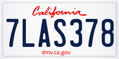 CA license plate 7LAS378