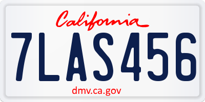 CA license plate 7LAS456
