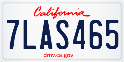 CA license plate 7LAS465