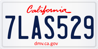 CA license plate 7LAS529