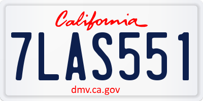 CA license plate 7LAS551