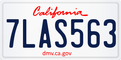 CA license plate 7LAS563
