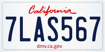 CA license plate 7LAS567