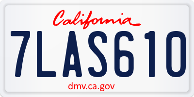 CA license plate 7LAS610