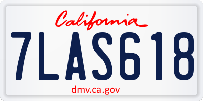 CA license plate 7LAS618