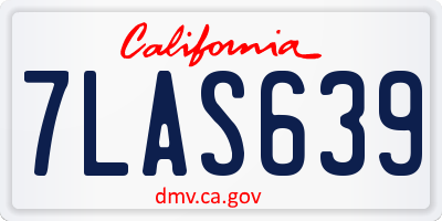 CA license plate 7LAS639