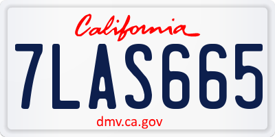 CA license plate 7LAS665