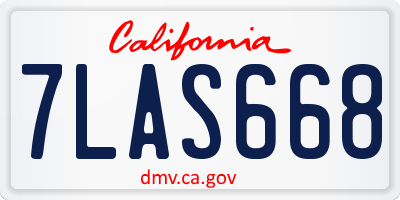 CA license plate 7LAS668