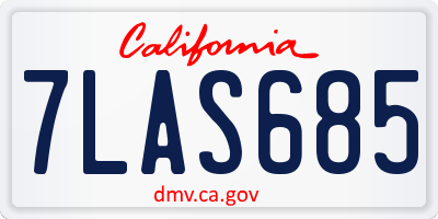 CA license plate 7LAS685