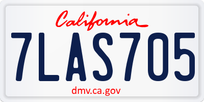 CA license plate 7LAS705