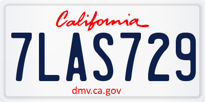 CA license plate 7LAS729