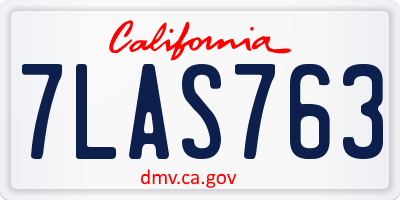 CA license plate 7LAS763