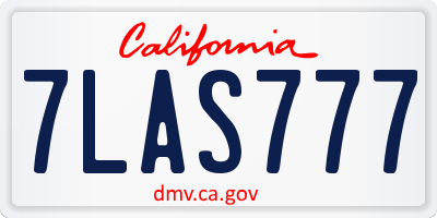CA license plate 7LAS777