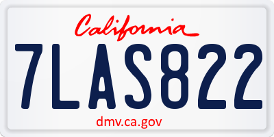 CA license plate 7LAS822