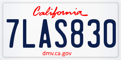 CA license plate 7LAS830