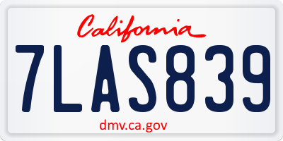 CA license plate 7LAS839