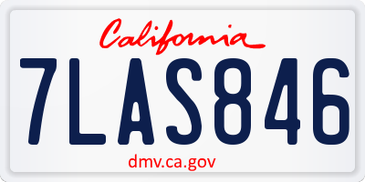 CA license plate 7LAS846