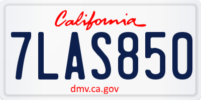 CA license plate 7LAS850