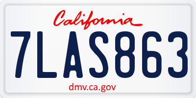 CA license plate 7LAS863