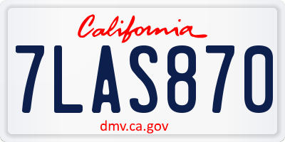 CA license plate 7LAS870