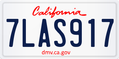 CA license plate 7LAS917