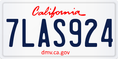 CA license plate 7LAS924